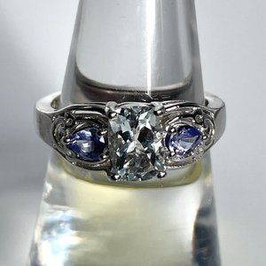 Espirito Santo Aquamarine and Tanzanite Ring -- Size 5